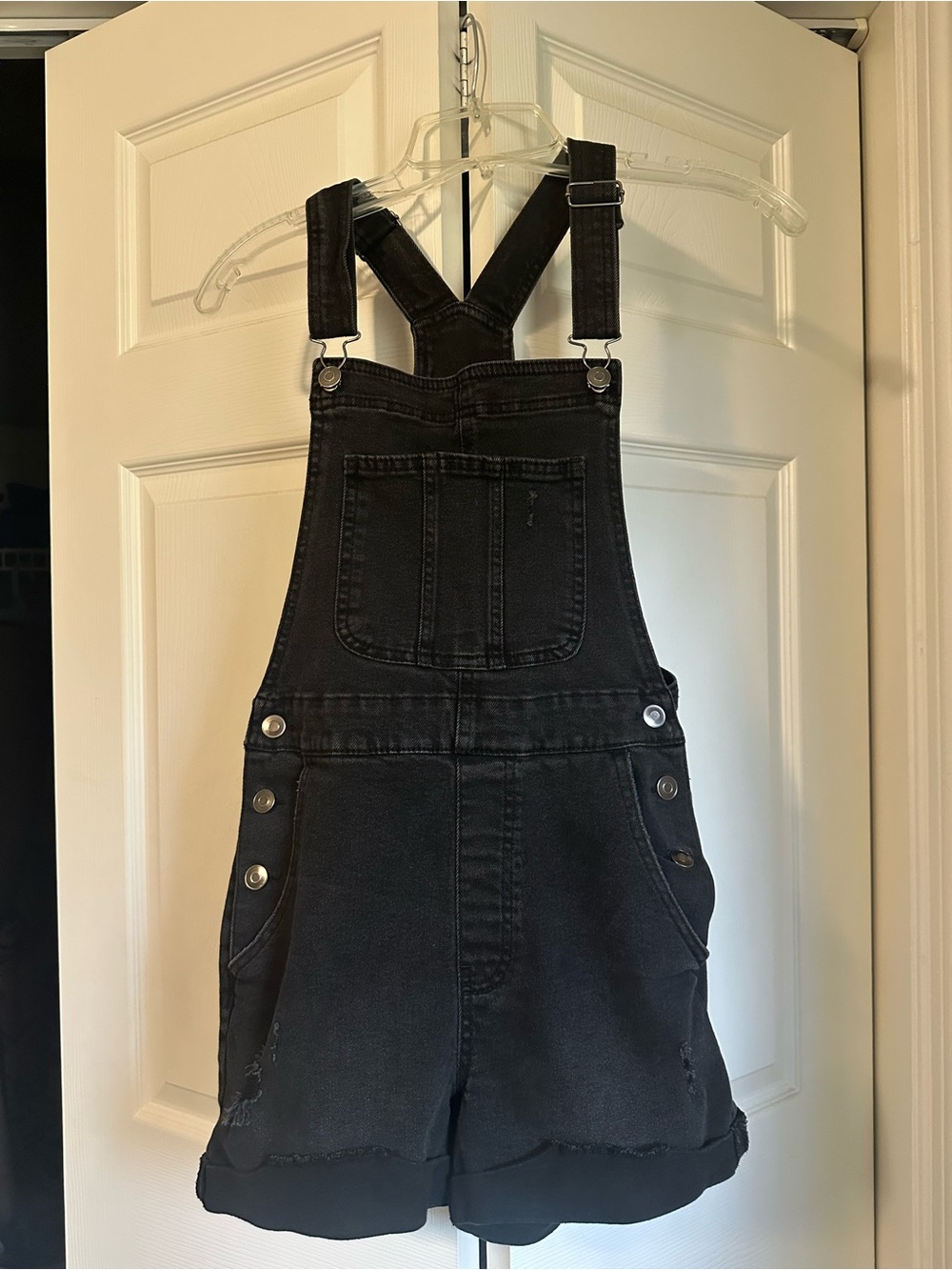 Women’s Black Denim Short Overalls - One Piece